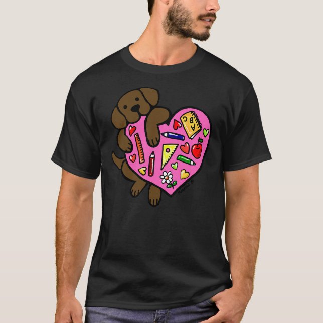 T-shirt Chocolat Labrador Enseignant Coeur S (Devant)
