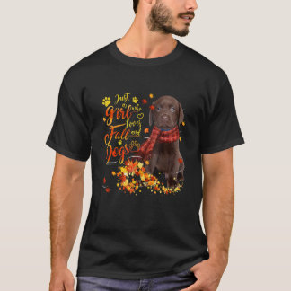 T-shirt Chocolat Labrador Juste Une Fille Qui Aime Chuter