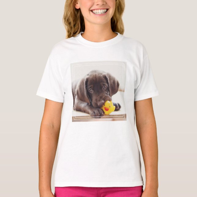 T-shirt Chocolat Labrador Puppy With Toy Duck (Devant)