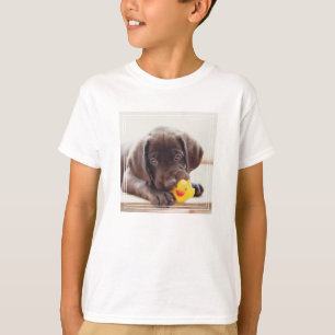 T-shirt Chocolat Labrador Puppy With Toy Duck