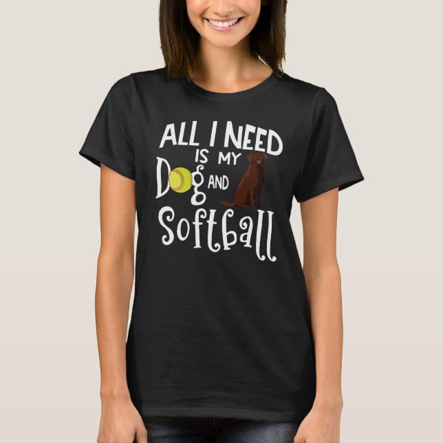 T-shirt Chocolat Labrador Retriever Chien Softball Joueur  (Devant)