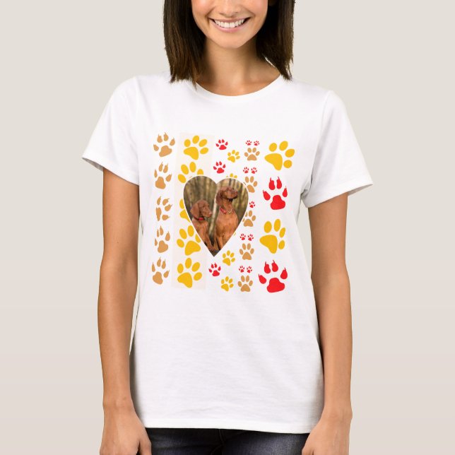 T-shirt Chocolat Labrador Retriever Coeurs de chien Emprei (Devant)