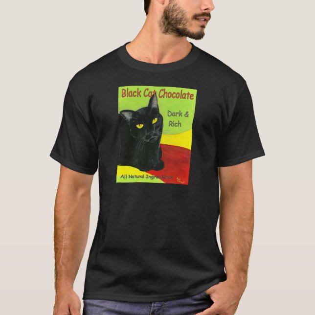 T-shirt Chocolat, noir et riches de chat noir (Devant)