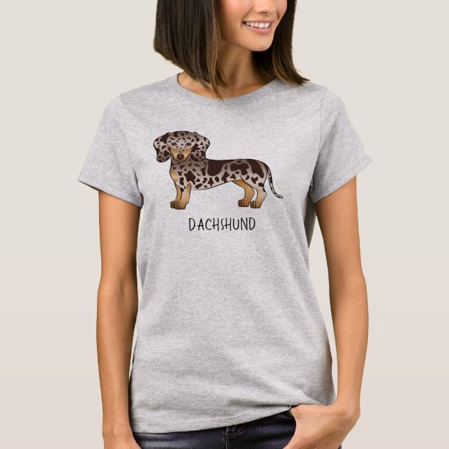 T-shirt Chocolat & Tan Dapper Cheveux Courte Dachshund & T (Devant)