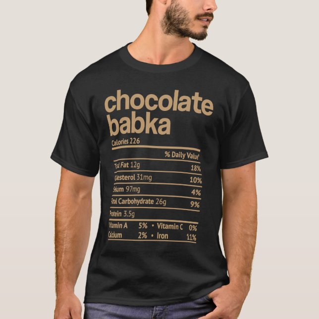 T-shirt Chocolate Babka Nutrition Facts Thanksgiving Jewis (Devant)