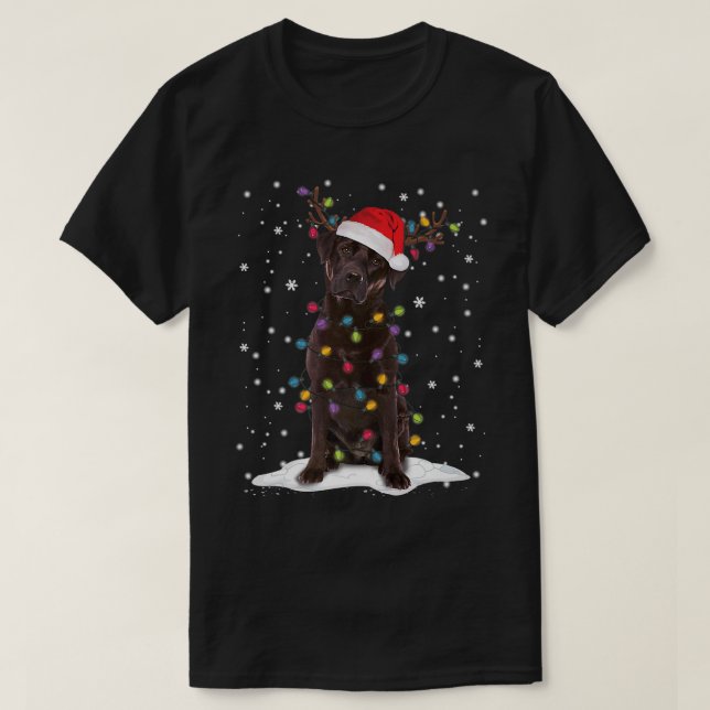T-shirt Chocolate Lab Labrador Christmas Tree Light Pajama (Design devant)