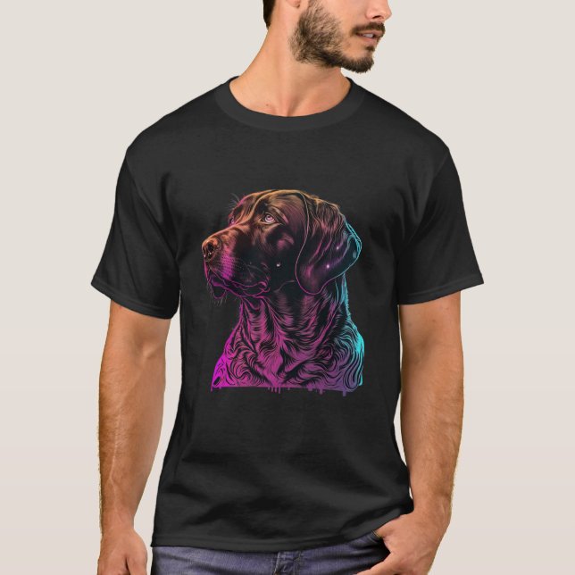 T-shirt Chocolate Labrador Synthwave 80s Retrowave Aesthet (Devant)