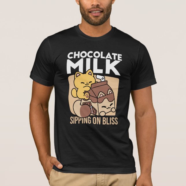 T-shirt Chocolate Milk Sipping on Bliss – Kawaii Cat Food  (Devant)