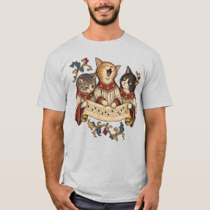 T-shirt Chœur de chats médiévaux drôles dans un manuscrit