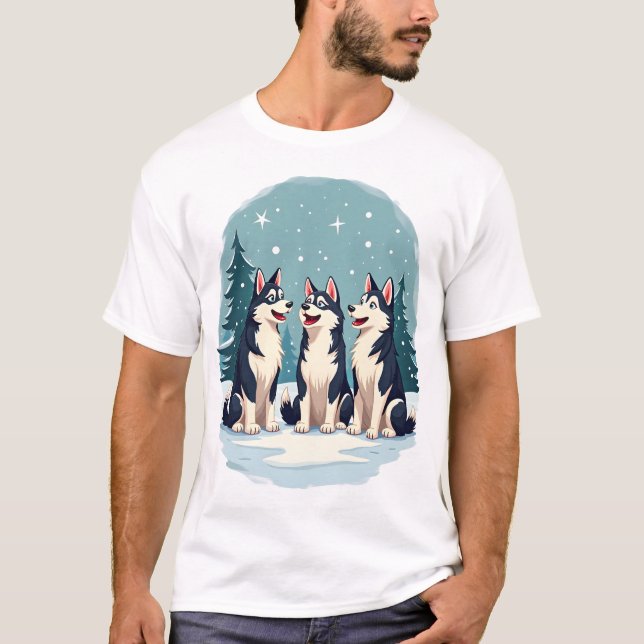 T-shirt Chœur de Noël Husky (Devant)