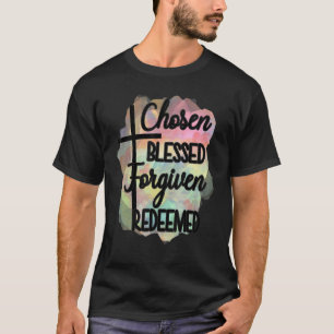 T-shirt Choisi Citation Chrétienne Rachetée Croix Religieu