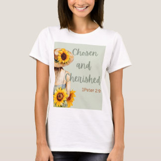 T-shirt "Choisi et chéri" avec vers biblique et fille