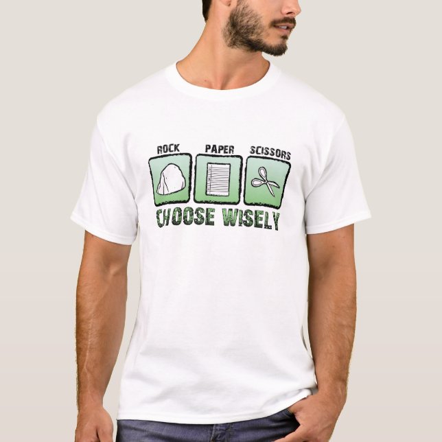 T-shirt "Choisir avec sagesse" Ciseaux Papier-Roche (Devant)