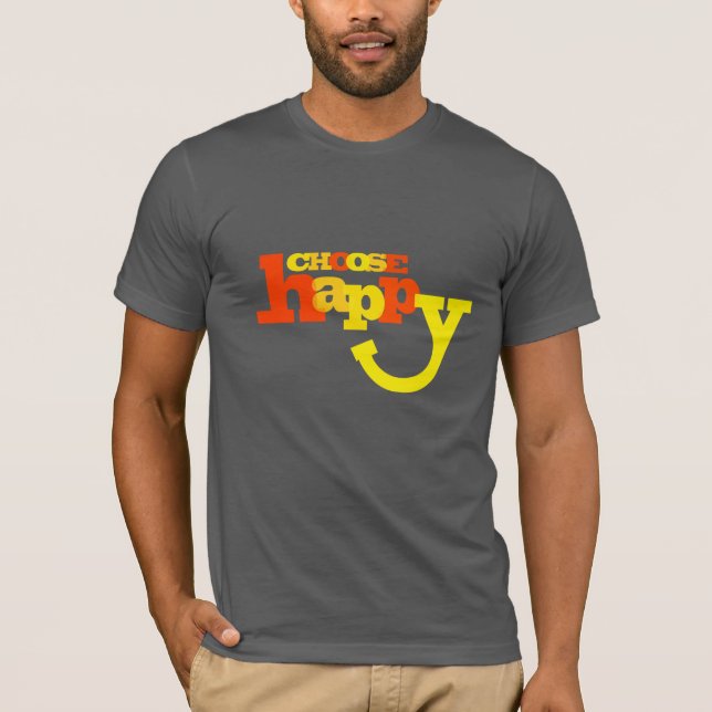 T-shirt Choisissez Happy jaune slogan motivationnel t-shir (Devant)