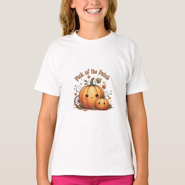 T-shirt Choix du Citrouille de patchs mignon automne Hallo (Devant)
