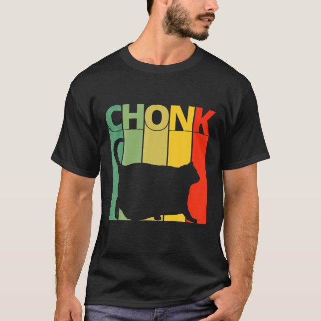 T-shirt Chonk Chat Échelle Mème Drôle Retro Style Chat Vin (Devant)