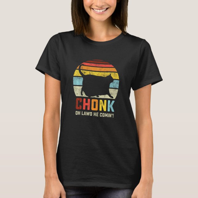 T-shirt Chonk Chat Échelle Mème Drôle Retro Style Chat Vin (Devant)