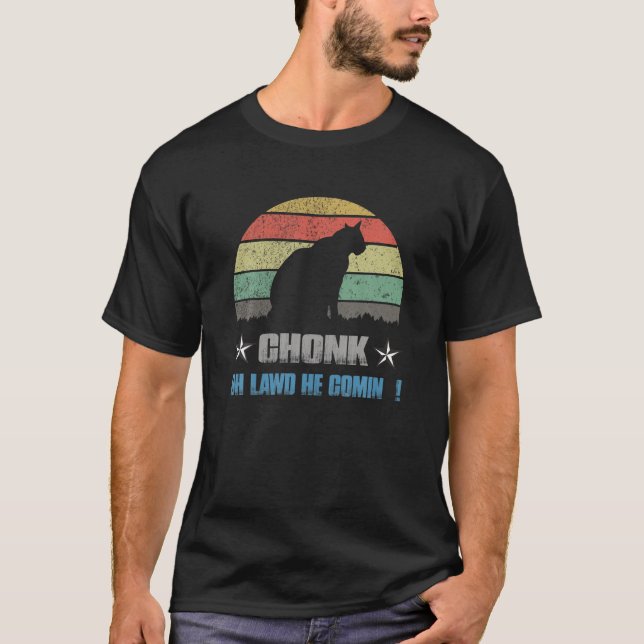 T-shirt Chonk Chat Échelle Mème Drôle Retro Style Chat Vin (Devant)