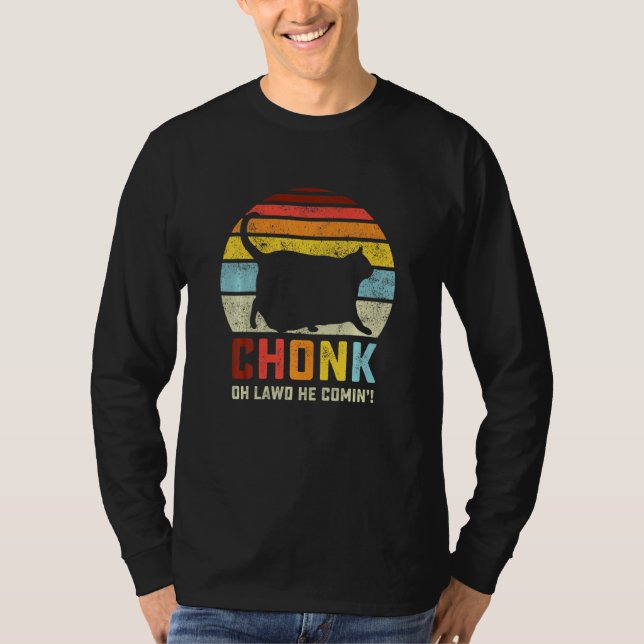 T-shirt Chonk Chat Échelle Mème Drôle Retro Style Chat Vin (Devant)