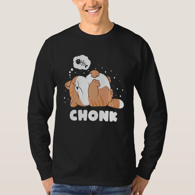 T-shirt Chonk Lazy Cat n'approuve pas mème (Devant)