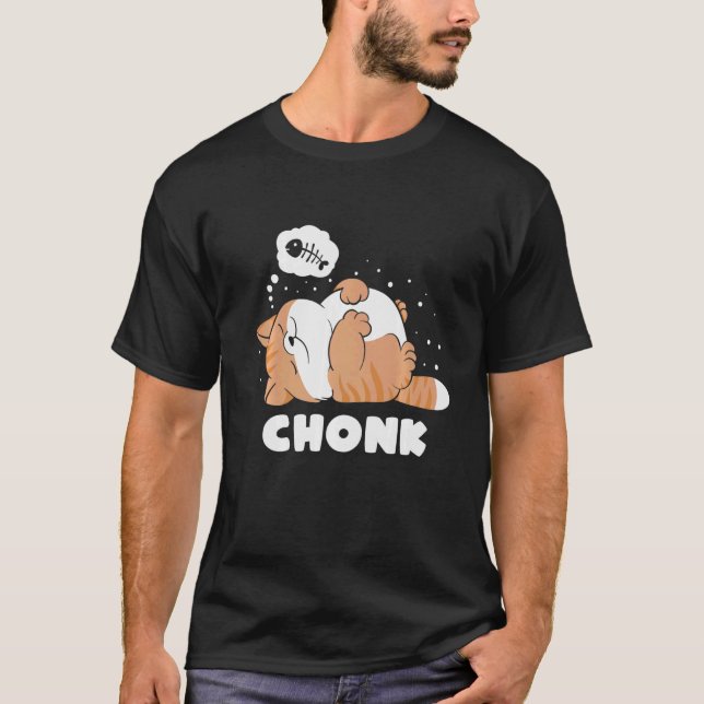 T-shirt Chonk Lazy Cat n'approuve pas mème (Devant)