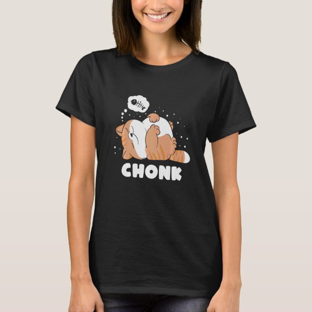 T-shirt Chonk Lazy Cat n'approuve pas mème (Devant)