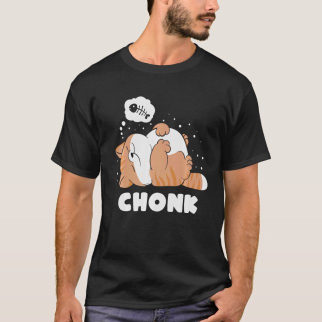 T-shirt Chonk Lazy Cat n'approuve pas mème (Devant)