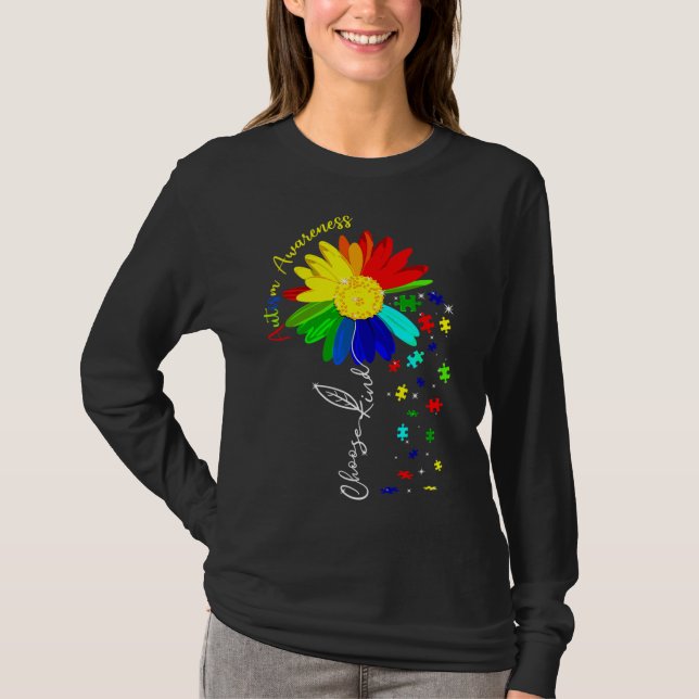 T-shirt Choose Kind Autism Awareness Sunflower (Devant)