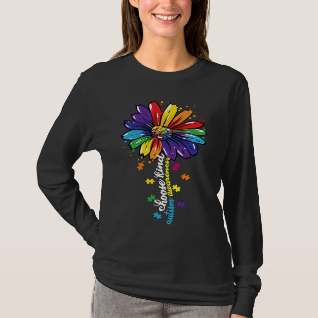 T-shirt Choose Kind Autism Awareness Sunflower Mom Women K (Devant)