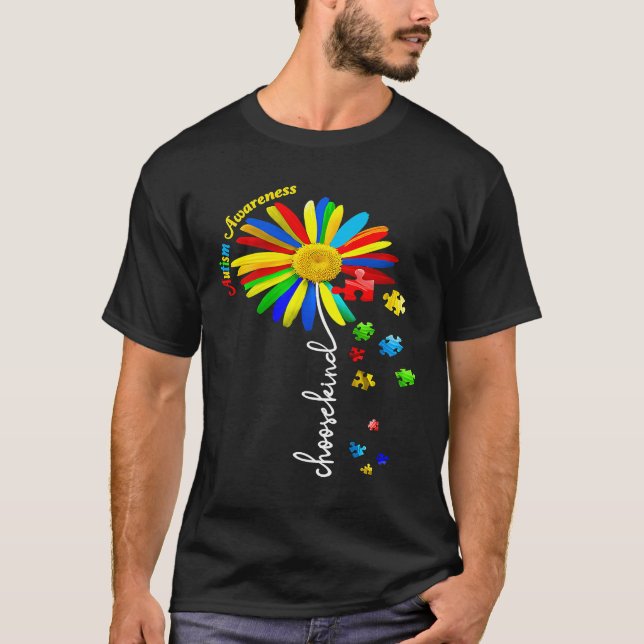 T-shirt Choose Kind Autism Awareness Sunflower Mom Women K (Devant)