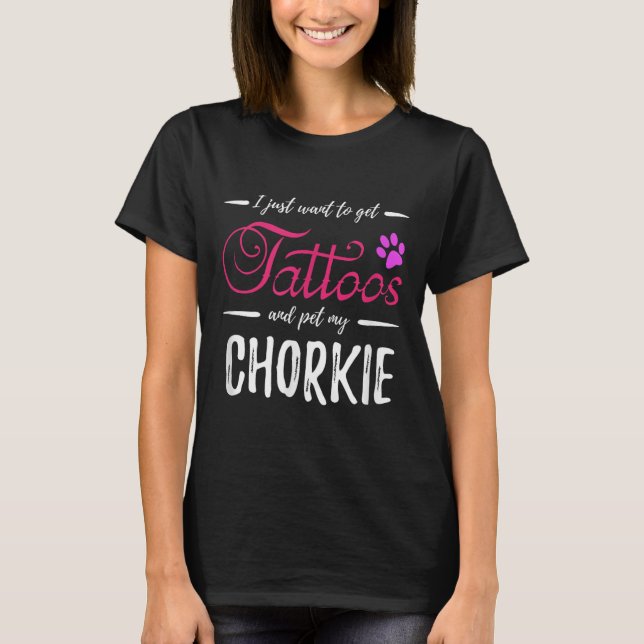 T-shirt Chorkie Amoureux des chiens Tattoo Funny Chien Mam (Devant)