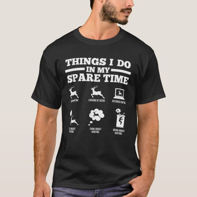 T-shirt Choses que je fais dans mon temps libre Cerfs (Devant)
