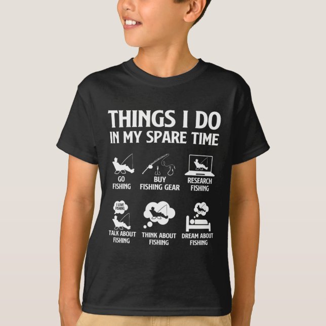 T-shirt Choses que je fais dans mon temps libre Garçons pê (Devant)