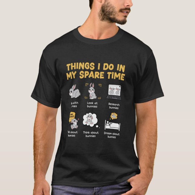 T-shirt Choses que je fais dans mon temps libre Lapin (Devant)