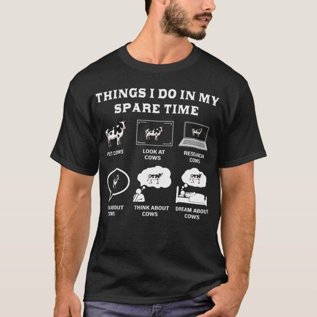 T-shirt Choses que je fais dans mon temps libre Vacher Vac (Devant)