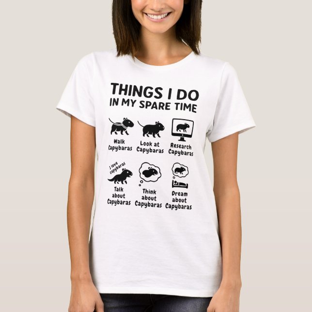 T-shirt Choses que je fais pendant mon temps libre Capybar (Devant)