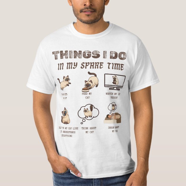 T-shirt Choses que je fais pendant mon temps libre Chat dr (Devant)