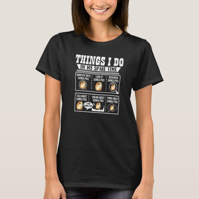 T-shirt Choses que je fais pendant mon temps libre Cochon  (Devant)