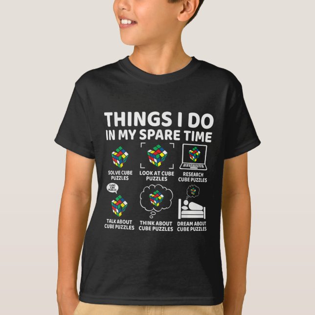 T-shirt Choses que je fais pendant mon temps libre Cube ca (Devant)
