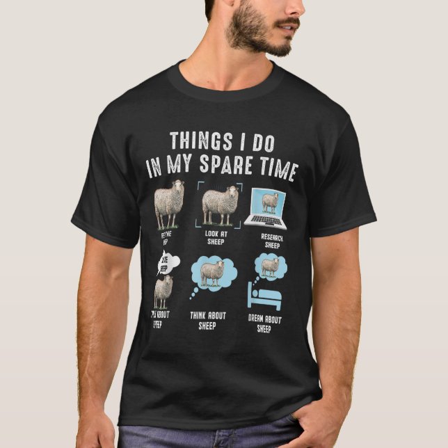 T-shirt Choses que je fais pendant mon temps libre Moutons (Devant)