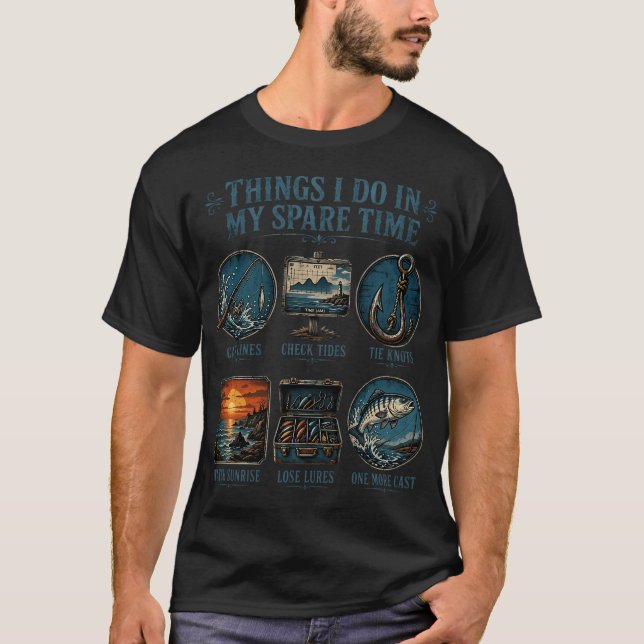 T-shirt Choses que je fais pendant mon temps libre Pêche D (Devant)