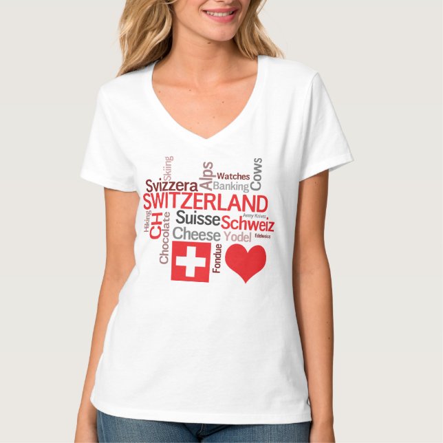 T-shirt Choses suisses préférées - amour Suisse d'I (Devant)