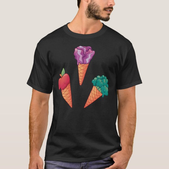 T-shirt Chou rouge pomme et légumes brocoli crème glacée f (Devant)