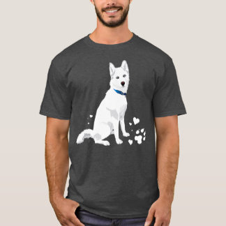 T-shirt Chou Sibérie Husky blanc doux chien de neige