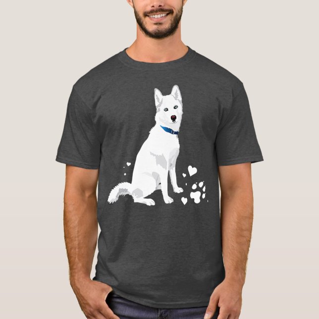 T-shirt Chou Sibérie Husky blanc doux chien de neige (Devant)