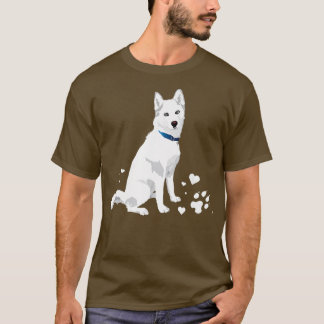 T-shirt Chou Sibérie Husky blanc doux chien de neige