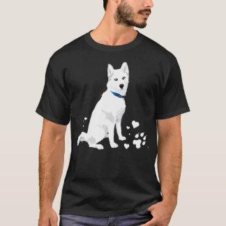 T-shirt Chou Sibérie Husky blanc doux chien de neige