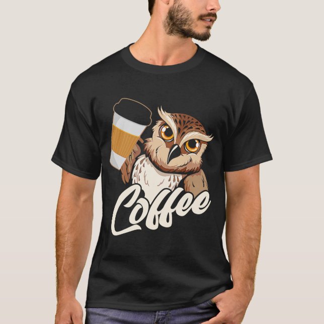 T-shirt Chouette à café en retrait (Devant)