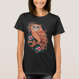 T-shirt Chouette à crâne de sucre florale