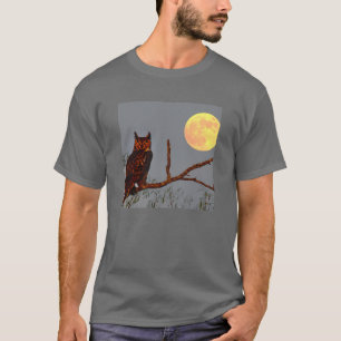 T-shirt Chouette à grande corne   PLEINE LUNE